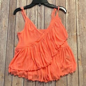 Free People Coral Ruffle V-Neck Camisole